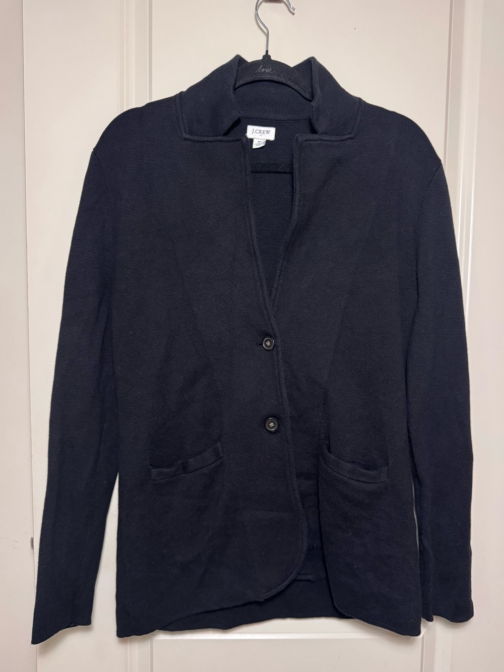 J Crew Schoolboy Sweater Blazer Black 100 Cotton Size Medium Excellent Condition